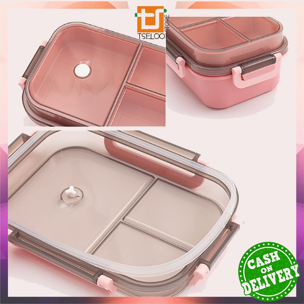 OFM-C697 Tempat Makan Set 2 Tingkat 3 Sekat Anti Tumpah / Lunch Box Susun Free Sendok Garpu Portable / Kotak Bento Tingkat Set BPA FREE