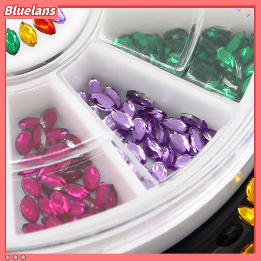 [bluelans] Stiker Stud Glitter 3D Bentuk Oval Multi Warna untuk Dekorasi Nail Art DIY