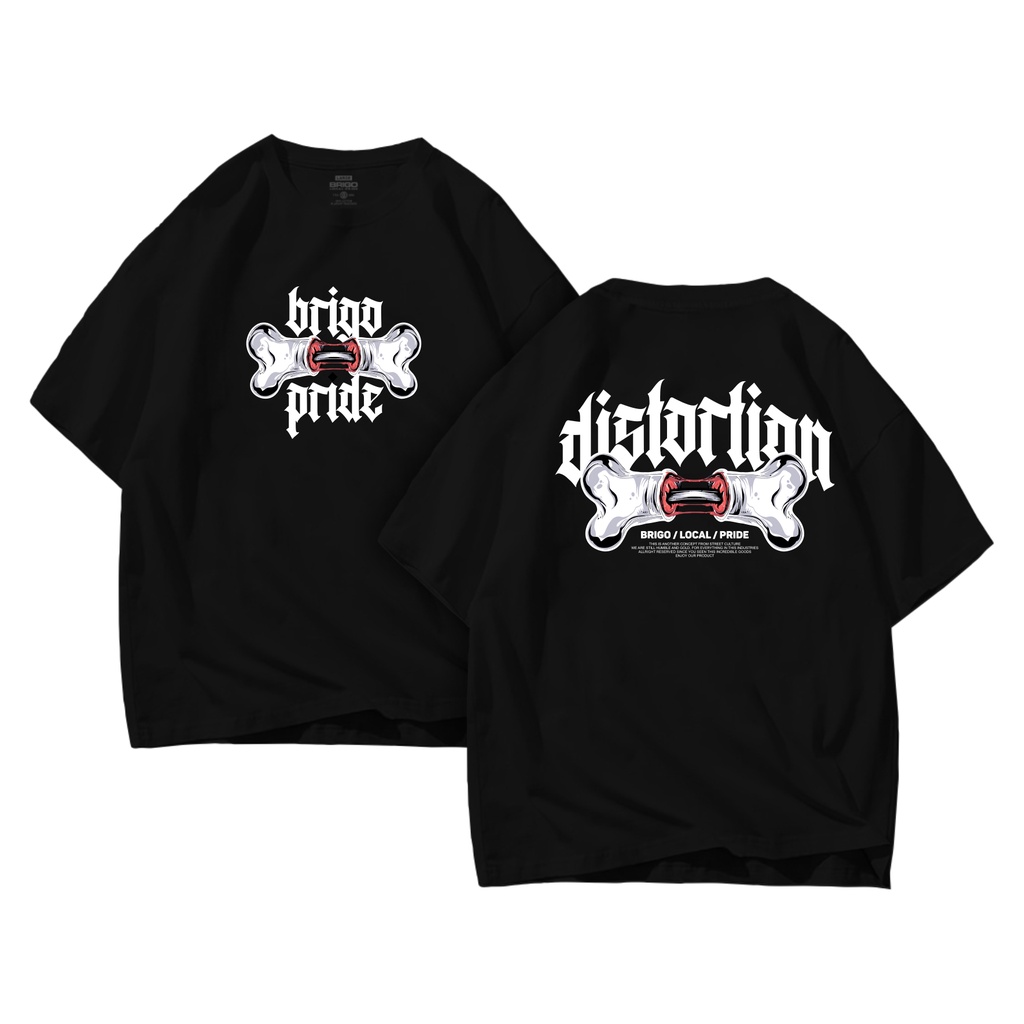 BRIGO Kaos Oversize Distortion II  Kaos Oversize Print DTF II Kaos Jumbo Size Pria &amp; Wanita