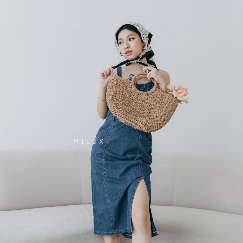 DRESS JEANS IMPORT PANJANG TERUSAN KOREAN WANITA DENIM MX538