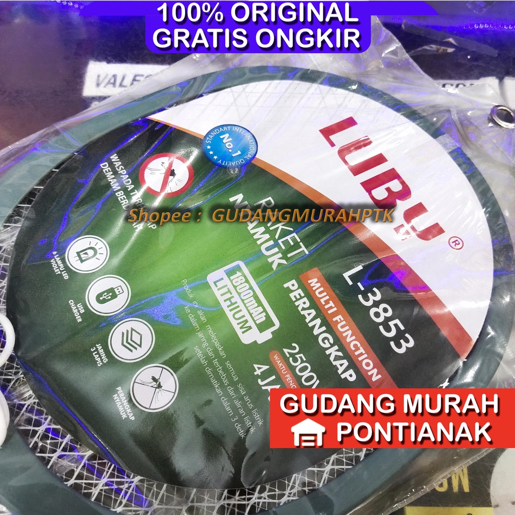 Raket nyamuk LUBY BISA STAND BERDIRIKAN NYALA TERUS STANDBY Sentrum Nyamuk Luby 3853 / L3853 / L-3853 pemukul nyamuk