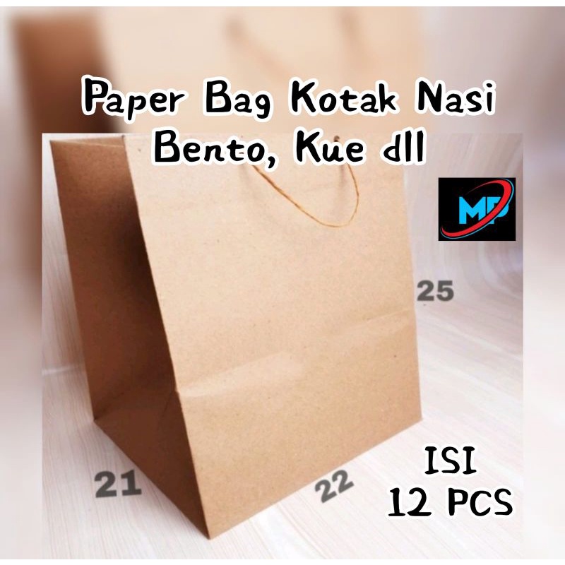 

Paper Bag Polos ~ Tas kertas Brown Kraft uk 22 x 21 x 25 cm. Harga / 12 pcs.