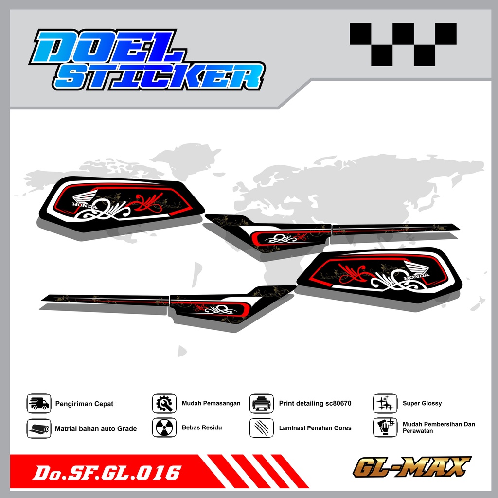 Sticker Striping GL PRO , MAX List Variasi Hologram pelangi,Crome Doel 016