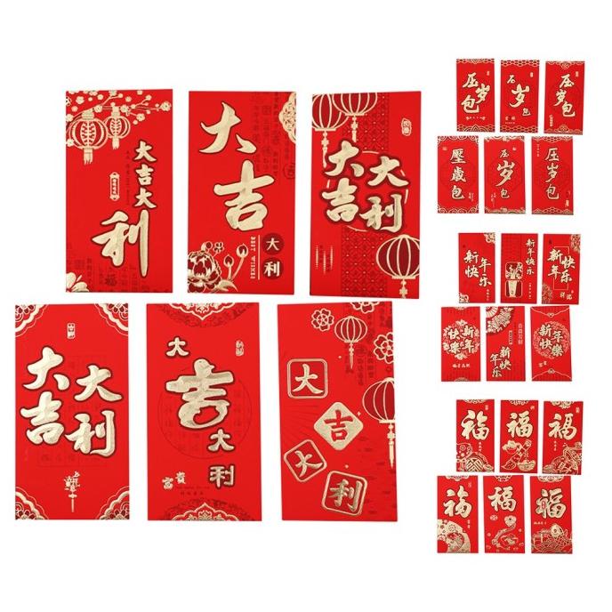 

6pcs Amplop Angpao Tahun Baru Ci Imlek War Merah
