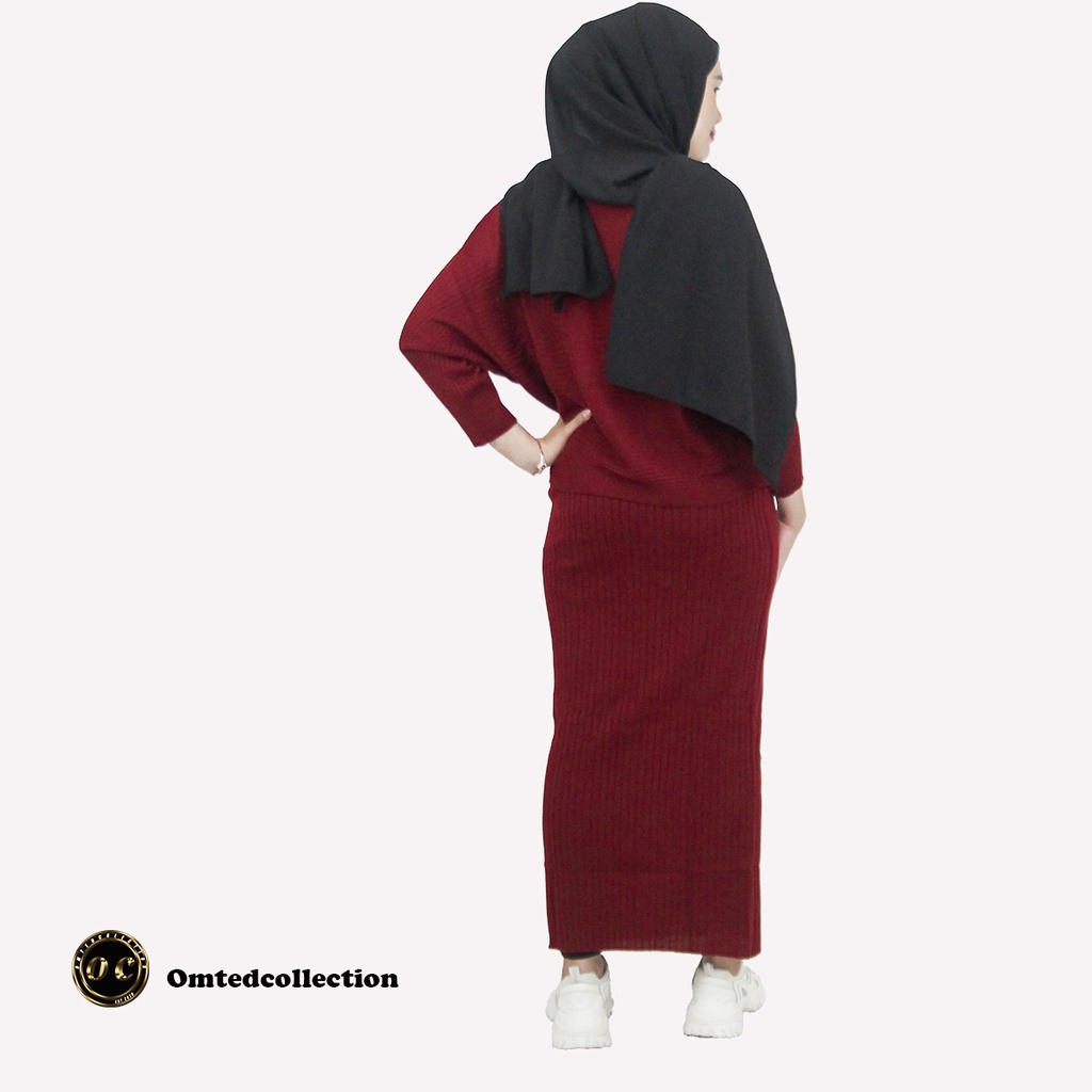 Setelan wanita dewasa / Oneset rajut rok dan sweater bahan premium banyak pilihan warna