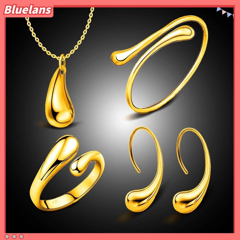 Bluelans 4Pcs Necklace Set Teardrop Charm Compact Alloy Teardrop Charm  Earrings Set