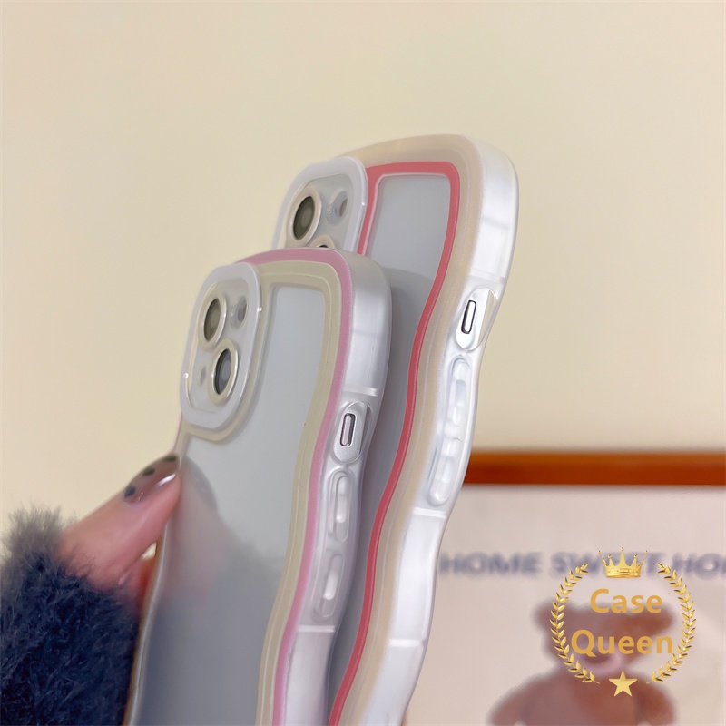 Case Oppo A17 A15 A16 A12 A7 A16K A16E A54 A95 A57 2022 A5s A3s A74 A12E A31 A76 A96 A36 A17K A52 A92 A55 A53 A5 A5 A5 A9 2020 A16s A1K F9 F9Pro Wavy Edge Macaron Candy Color Case