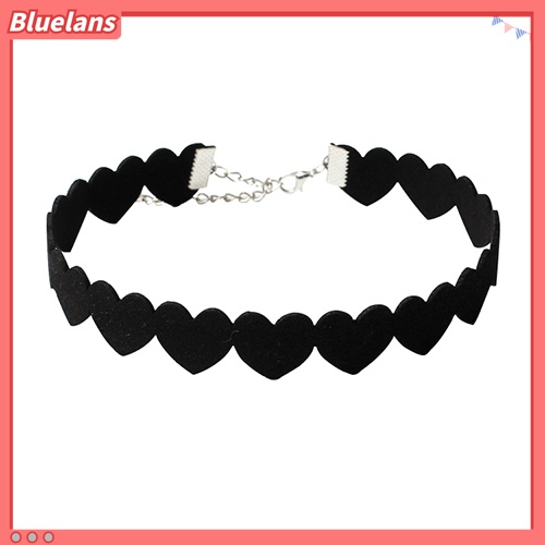 Kalung Choker Bahan Velvet Warna Hitam Bentuk Hati Untuk Wanita
