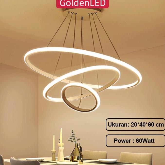 COD Lampu Gantung Minimalis Modern RUANG TAMU Lampu Gantung LED 3 Ring sale