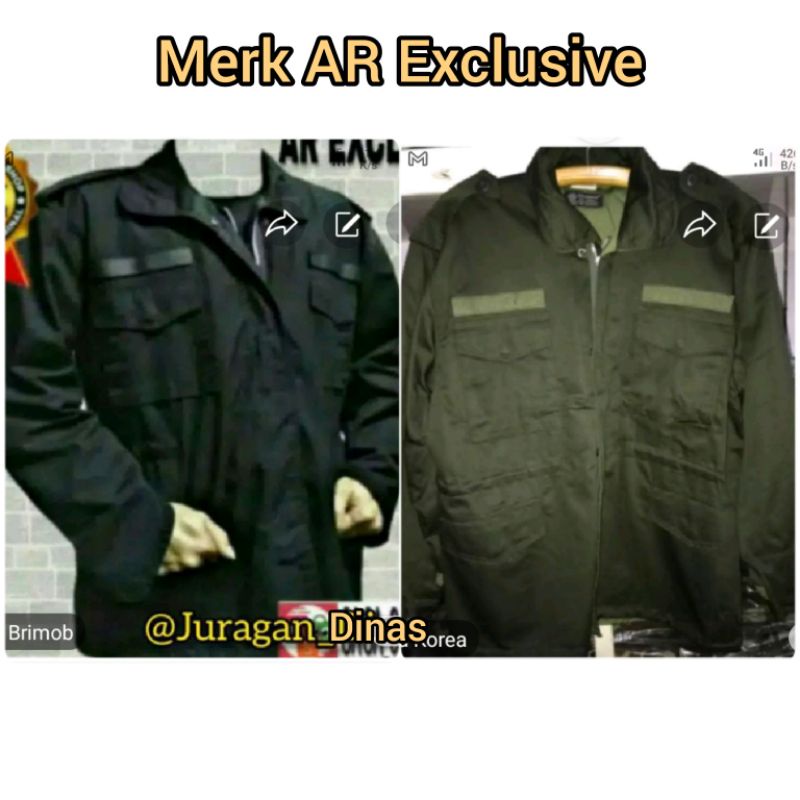 Jacket hitam brimob / hijau Korea merk AR Exclusive bolak balik