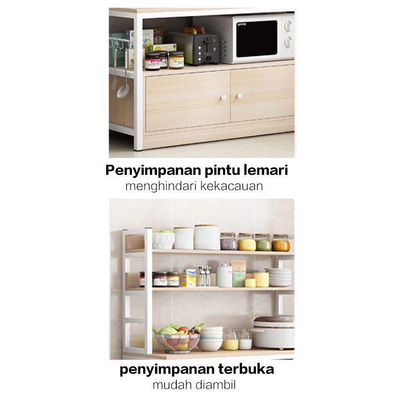 HRAK Rak Dapur/Rak Oven Microwave Bumbu Dapur Kayu Serbaguna/ Rak Oven/ Rak Microwave