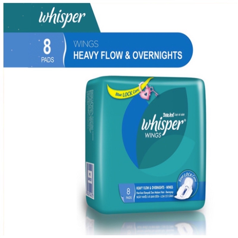 Whisper Pembalut Heavy Flow &amp; Overnight Wings - Isi 8 [P&amp;G]