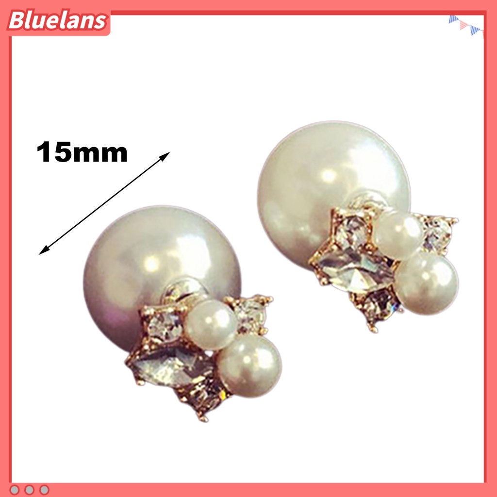 Bluelans Studs Earrings Rhinestone Decor Ear Decoration Exquisite Women Front Back Piercing Earing