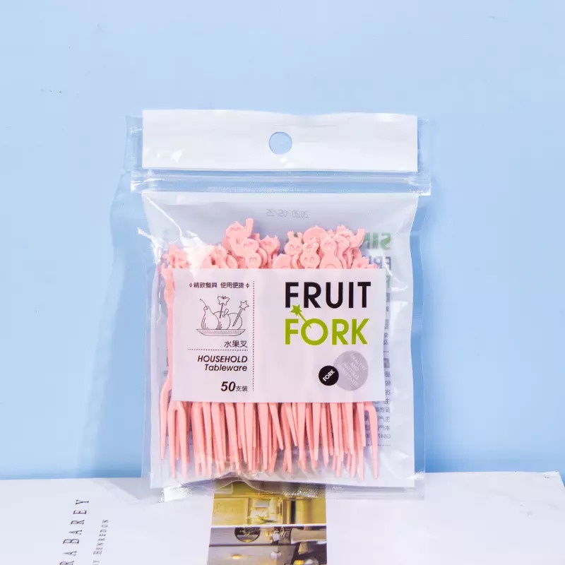 Garpu Buah Kue Cake Satu Set isi 50 Pcs Fruit Fork Garpu pesta Kecil Mini Tusuk Kue Buah Plastik TERMURAH TERLARIS