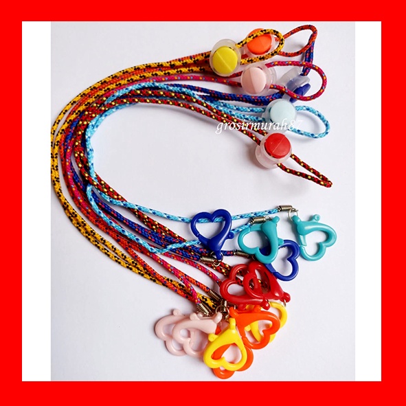 Kalung Tali masker 2 in 1 / Strap mask rantai korea / konektor masker hijab tali motif tidak elastis cantolan love hati