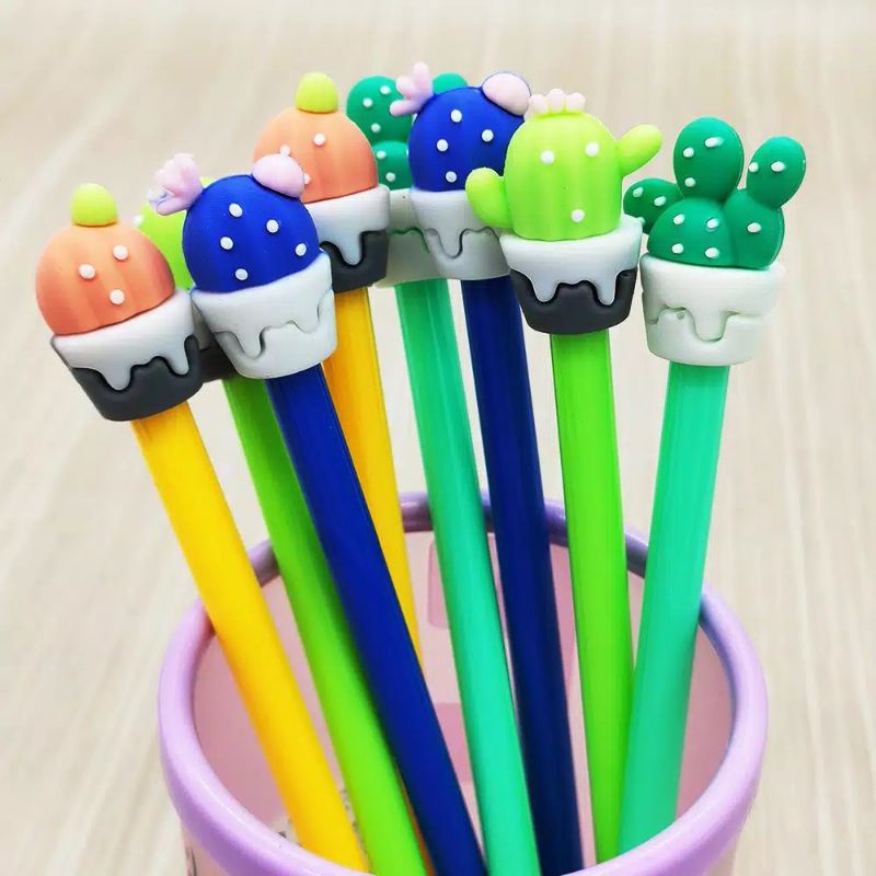 

♥️ Pulpen / Bolpen / Bolpoin Gel Karakter Kaktus Lucu Imut ♥️
