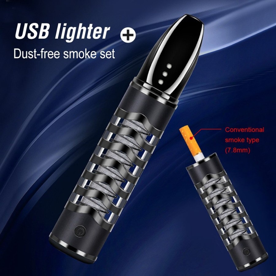 Pemantik Rokok / Pipa Asbak Portable / Asbak Rokok Portable / holder filter rokok / Enclosed No dust loss with USB Tungsten Coil Lighter / Usb Rechargeable Cigarette Lighter