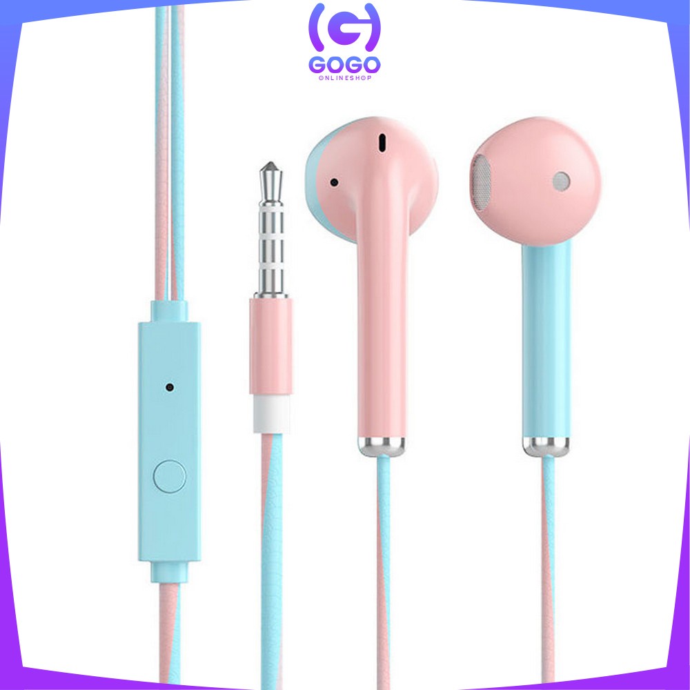 GOGO-C517 Headset Macaron Earphone Dua Warna Handsfree Musik U24 Macaron Superbass Hedset Musik Extra Bass