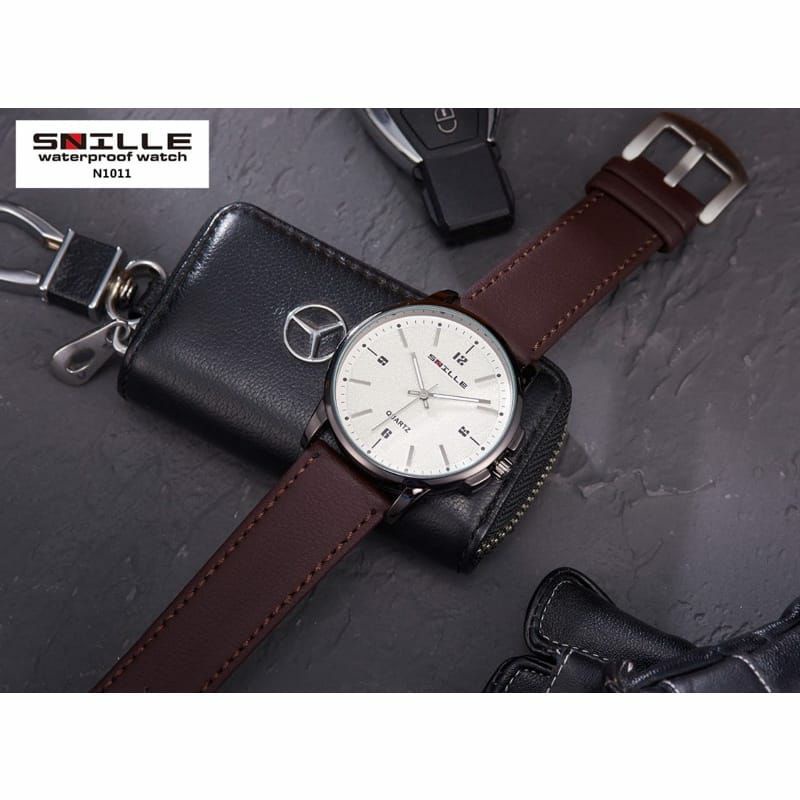 Jam Tangan Snille Kulit N1022 Fashion Pria Kasual Terlaris Terbaik