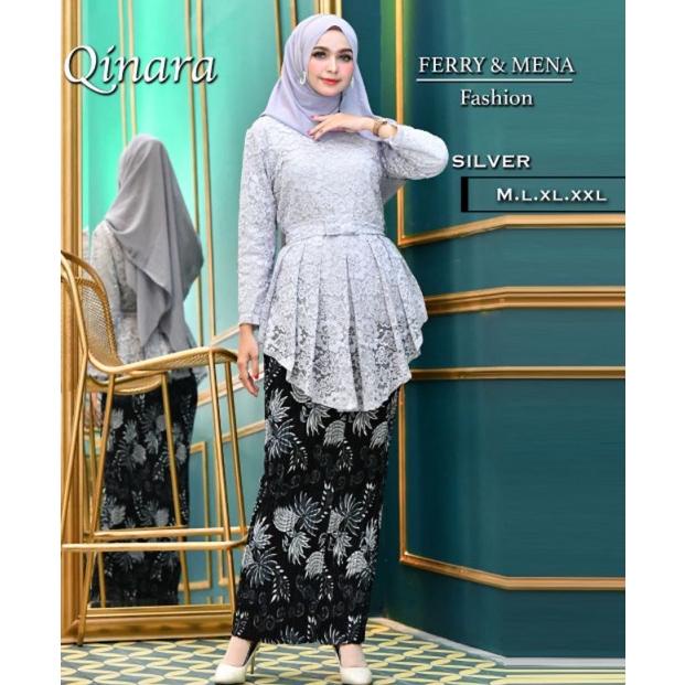 [KODE RKDPH] Setelan Kebaya Aurora Brokat Qinara By Ferry & Mena - Kebaya Wisuda Wanita - Kebaya Mod