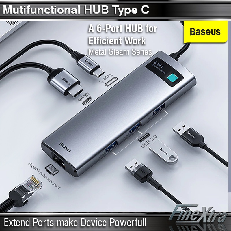 BASEUS 6 in 1 Multifunctional HUB Docking Station USB Type-C - 6 IN 1