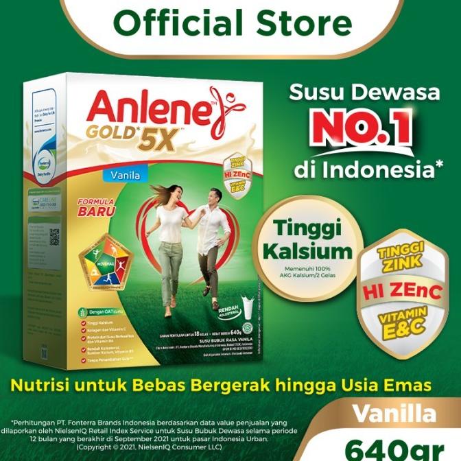 

[ COD ] Anlene Gold 5X Susu Bubuk Vanila 640g-Tulang, Sendi & Otot (PROMO)