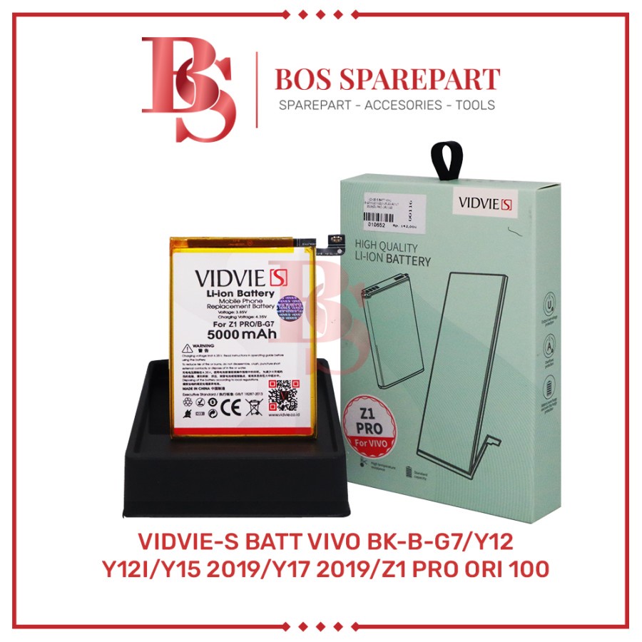 VIDVIE-S BATERAI VIVO BK-B-G7 / Y12 / Y12I / Y15 2019 / Z1 PRO ORI 100 / BATTERY / BATRE