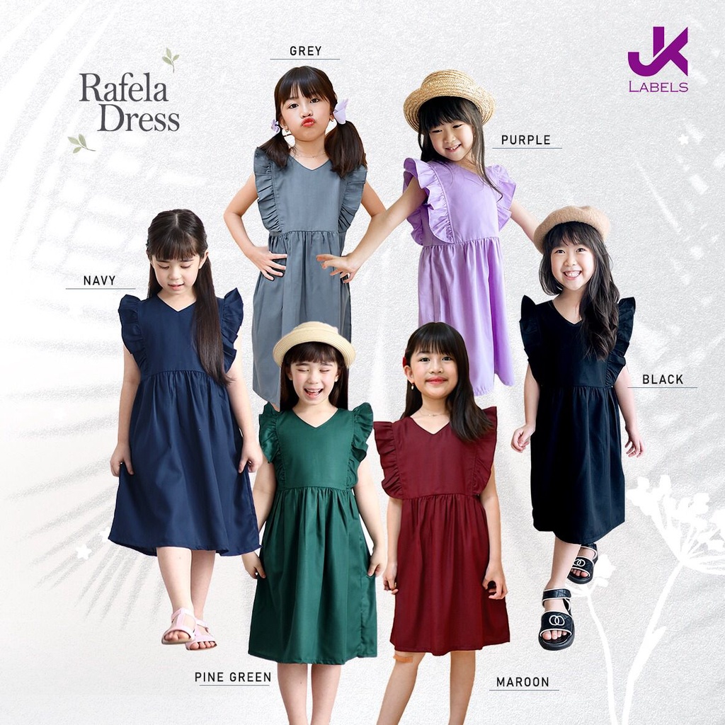 RAFELA DRESS BAJU ANAK DRESS FASHION ANAK PEREMPUAN DRESS RUFFLE ANAK 1 - 8 TAHUN JK