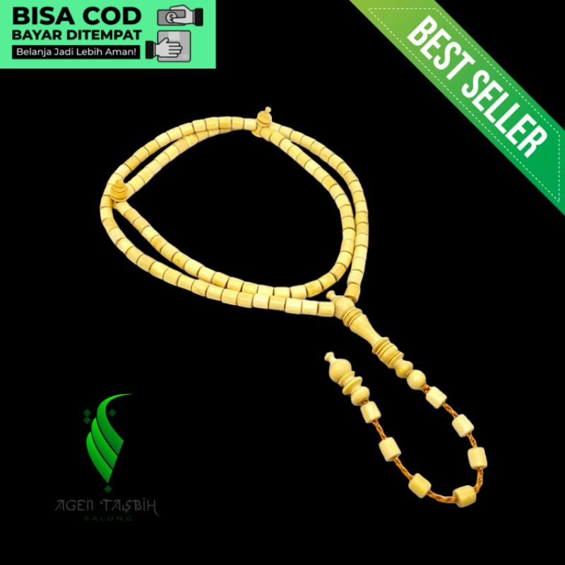 Tasbih Kemuning Gading Motif Tabung Size 6mm/Tasbih Muslim 99Butir