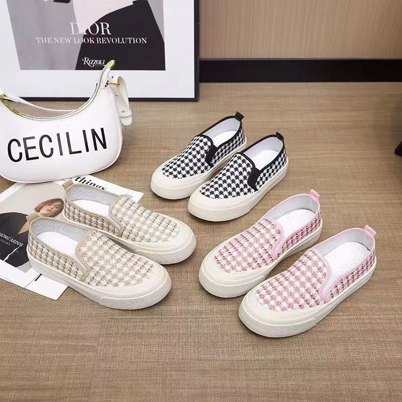 𝐄𝐁𝐒 ✅ SEP017 (Tanpa Kotak) Sepatu Sneakers Wanita Motif Kotak Kotak Warna Cute Sporty Model Korea Fashion Casual Sport Olahraga Import SEP017