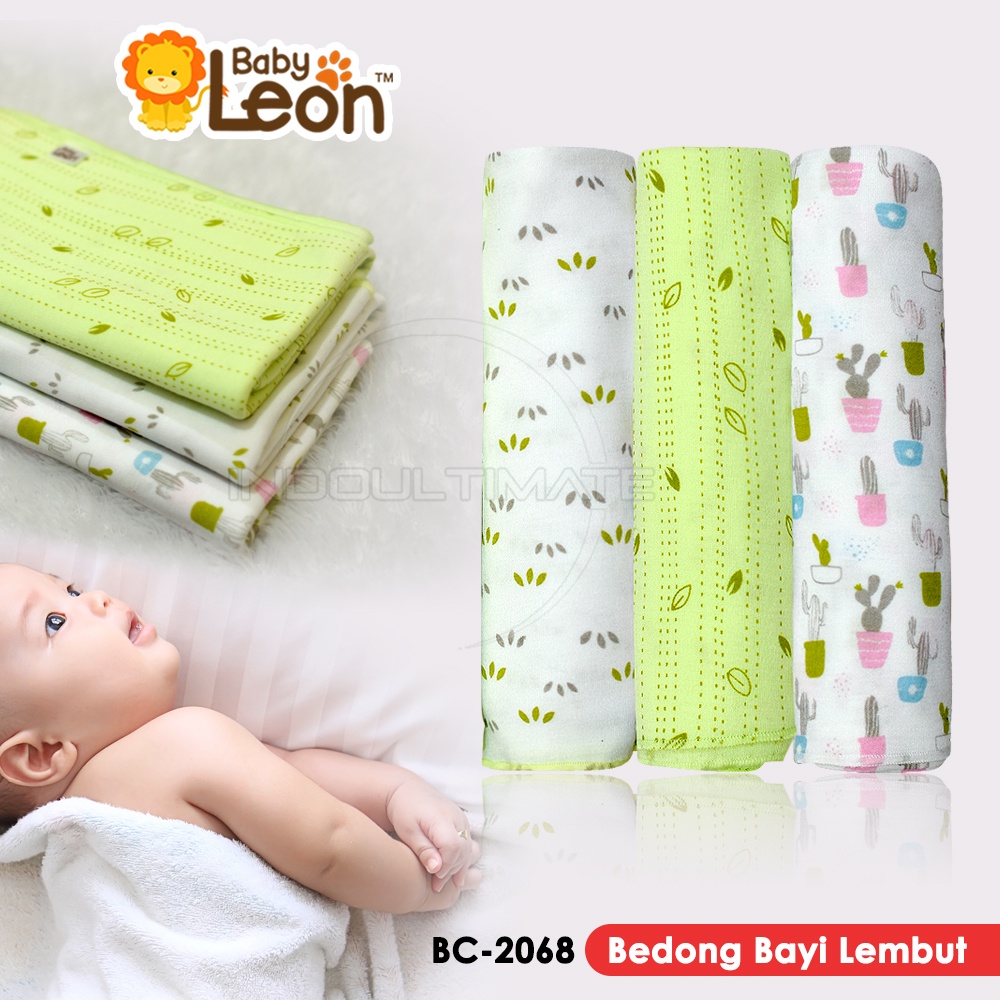 BABY LEON 3 PCS Selimut Bayi Bedong Bayi Baru Lahir Double Knit BC-2068 (90 x100 cm) Kain Bedong Bayi Lembut Karakter Perlengkapan Bayi Baru Lahir