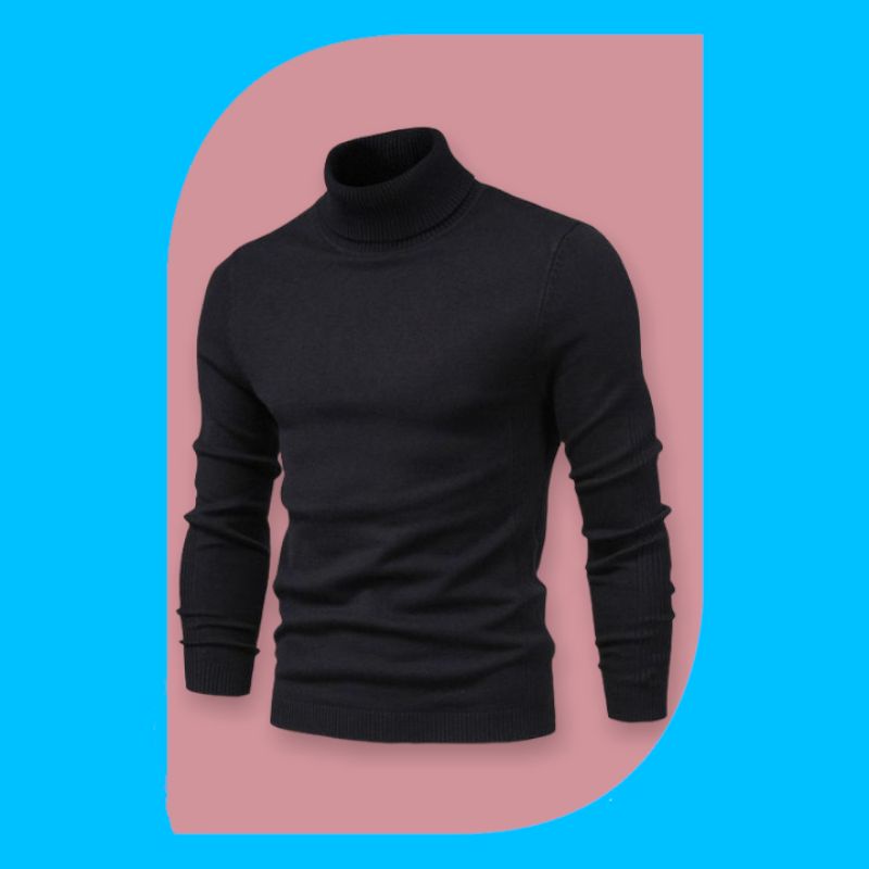 Sweater Turtleneck Rajut Pria