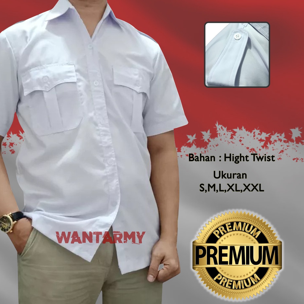 Kemeja tactical putih polos berkualitas/Kemeja pdl putih/Baju Putih Tactical