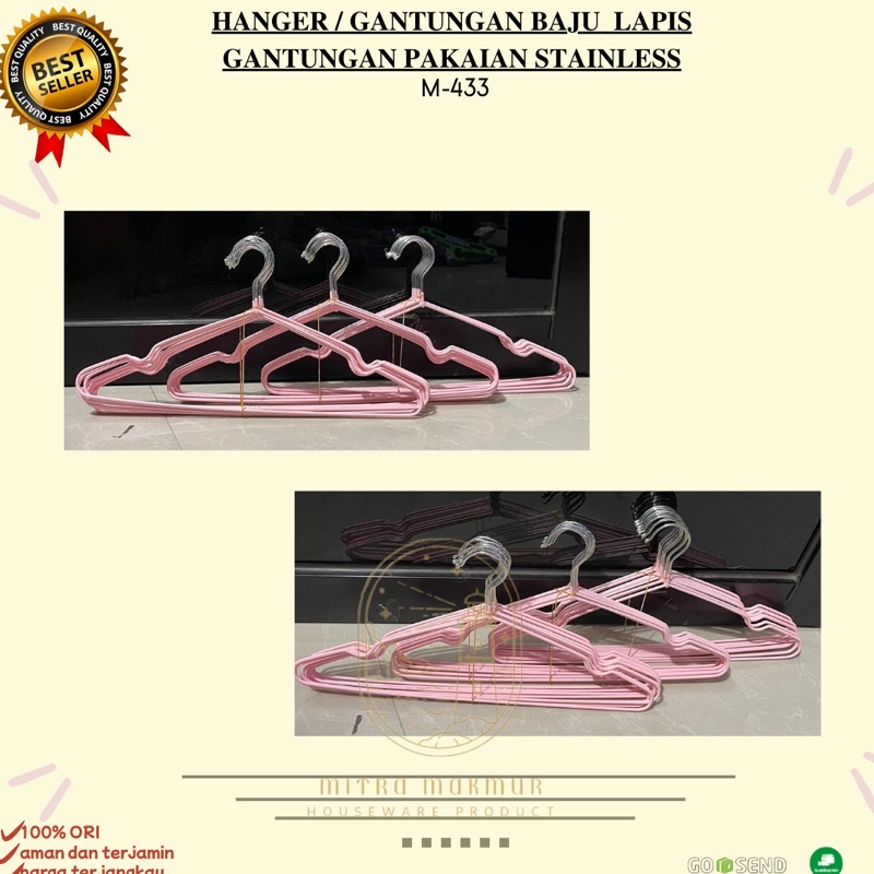 NEW!! HANGER BAJU PREMIUM / GANTUNGAN PAKAIAN GEMES M-443 STAINLESS