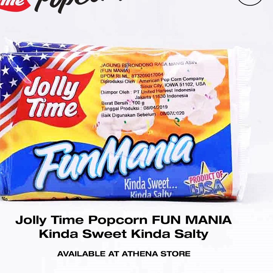 

NEW--Popcorn Jolly Time FUN MANIA Kinda Sweet Kinda Salty 100gr