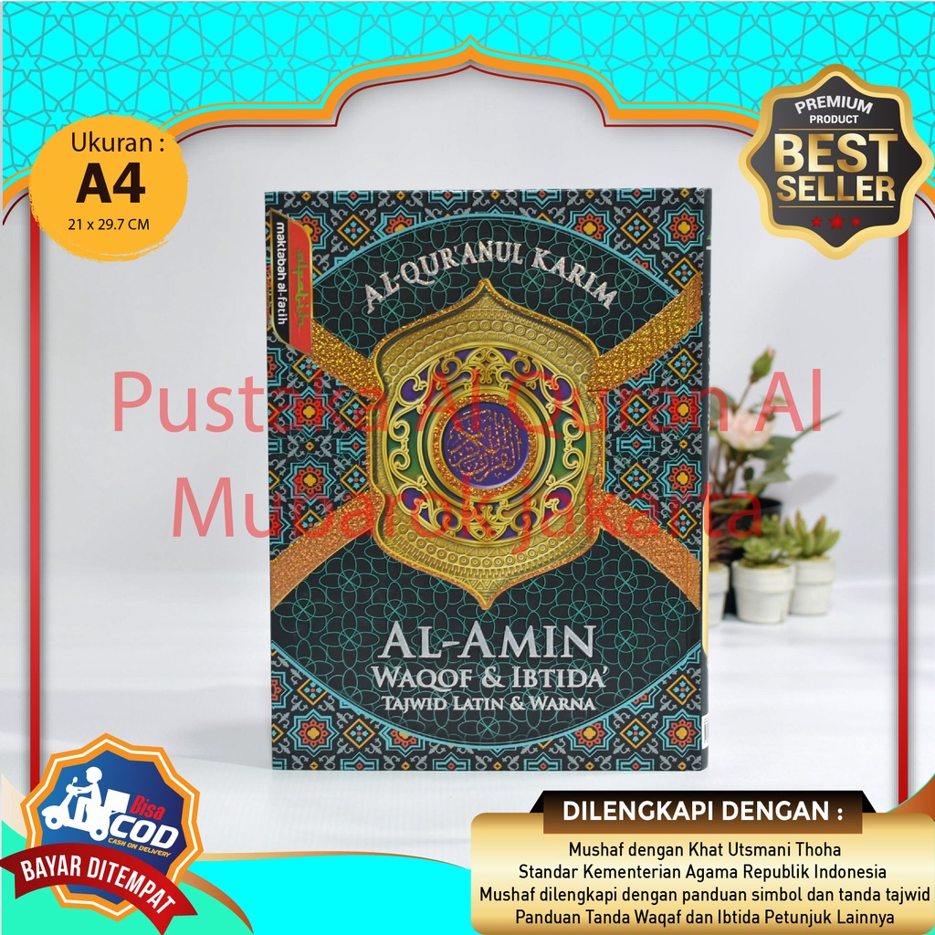 Alquran Waqof Ibtida Tajwid Latin Nin Terjemah Ukuran A4 Non Terjemah Al Quran Al-Amin HC Waqaf Ibti