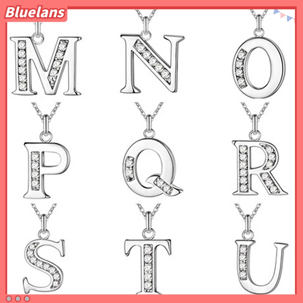 Bluelans Kalung Desain 26 Huruf Inisial Aksen Berlian Imitasi Untuk Unisex