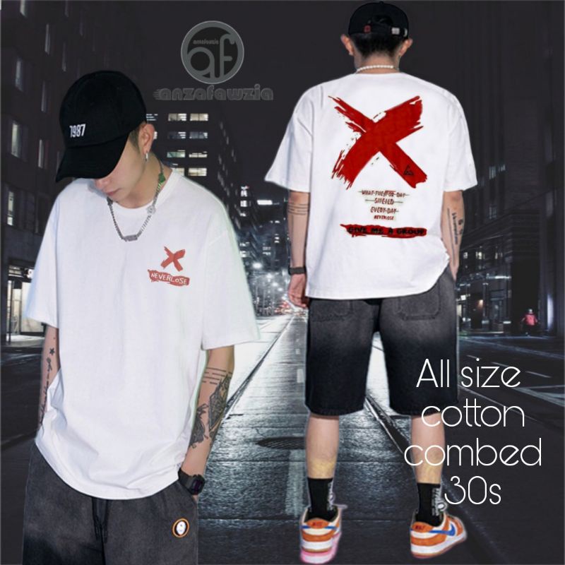 Anzafawzia Kaos Distro Pria COD 220 A2//BAJU ATASAN PRIA ANIME  NEVER LOSE WARNA PUTIH//Grosir Kaos 