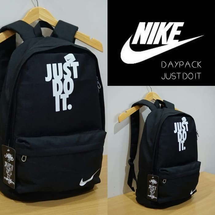 tas ransel pria TAS RANSEL DAYPACK SEKOLAH DISTRO NIKE JUST DO IT SPORT CEWEK COWOK - Hitam(T6R2) Ta