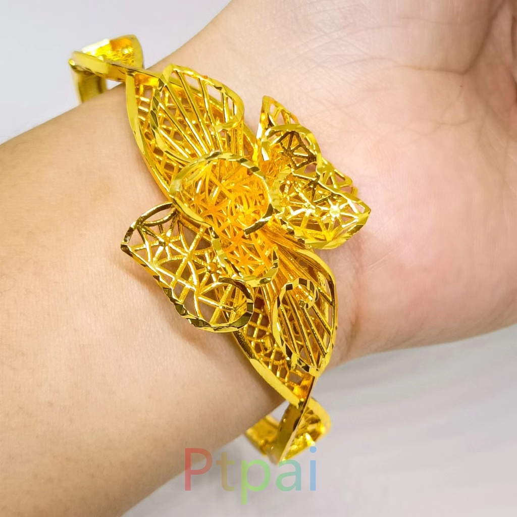 Gelang Kendari Wanita Motif Bunga Perhiasan Dubai Lapis Emas 24K Gold Fashion Xuping