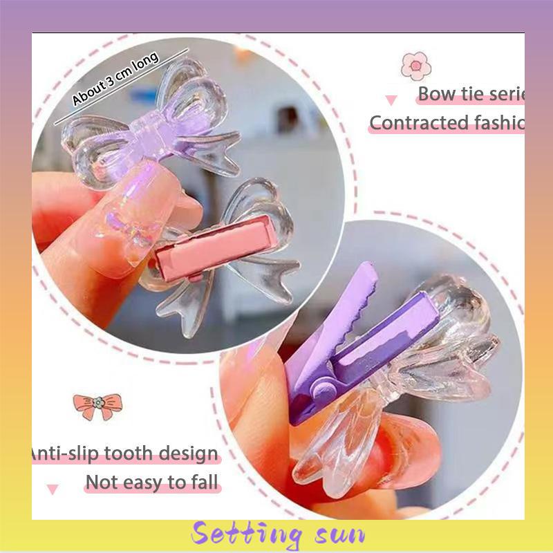 Jepit Rambut Busur Transparan Kristal  Klip Mini Warna Permen  Lucu Klip Poni Samping Anak TN