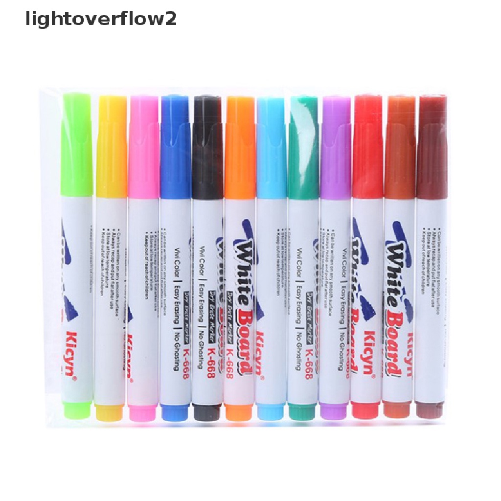 (lightoverflow2) 8 / 12 Warna / Set Spidol Papan Tulis Air Ajaib Untuk Edukasi Dini Anak