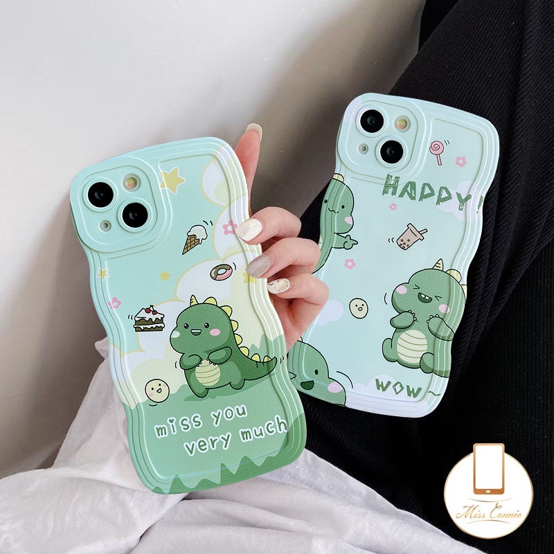 Redmi Note9 10 8 Note 11 Pro+Lovely Casing Redmi 12C 9T 10 9 9A 10C 10A 9C NFC A1 A1+Note 10s 11s 10 Pro Max Plus Kue Donat Happy Milk Tea Little Dinosaurus Wavy Edge Case