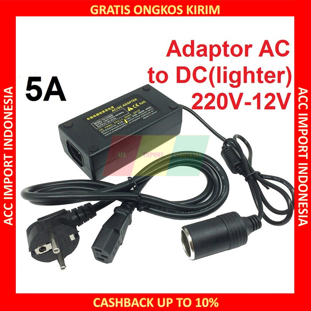 Converter Adapter Colokan Mobil Vacum Cleaner AC/DC 220V Alat Electric