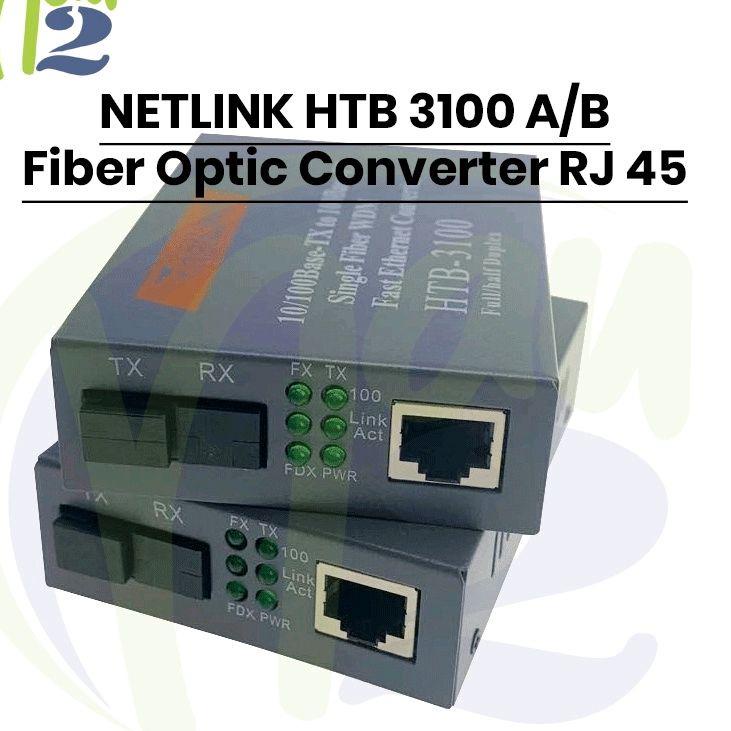 Booming HTB 3100 Media Converter A+B Fiber Optic | Media Converter FO 10/100Mbps RJ45 Netlink / Eter