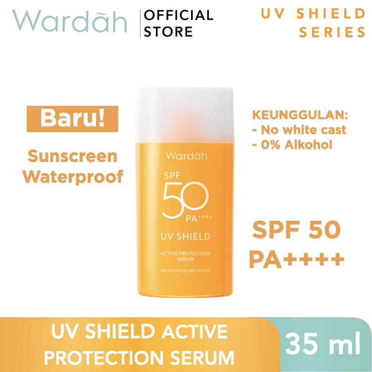 Rumah Cantik Wardah UV Shield Active Protection Serum SPF 50 PA ++++ 35 ml - Sunscreen 0% Alkohol, Waterproof Bisa COD Bayar di Tempat