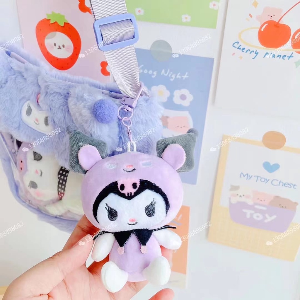 Gantungan Kunci Boneka Sanrio Hodie Animals Boneka My Melody Kuromi Pachasso Bahan Plush Untuk Dekorasi Tas