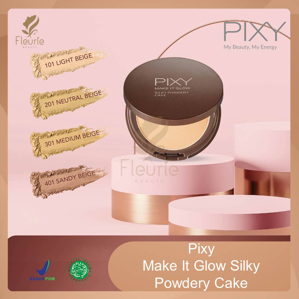 PIXY Make It Glow Silky Powdery Cake SPF35 PA+++ - PIXY Bedak Padat Natural Original BPOM