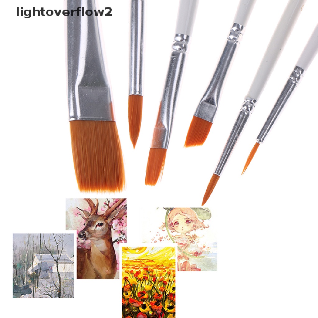 (lightoverflow2) 6pcs / Set Kuas Lukis Cat Air / Minyak / Akrilik