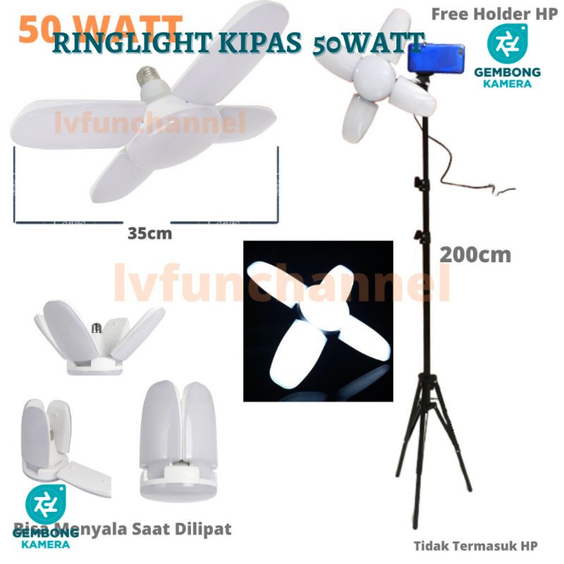 PAKET RING LIGHT LED KIPAS 35CM 50 WATT FOR MUA STUDIO SELFIE VLOG